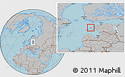 Gray Location Map of Käina, highlighted parent region, hill shading