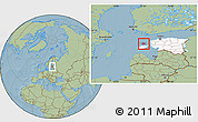 Savanna Style Location Map of Käina, highlighted country, highlighted parent region, hill shading