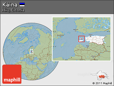 Savanna Style Location Map of Käina, highlighted country, hill shading