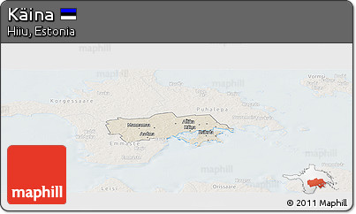 Shaded Relief Panoramic Map of Käina, lighten