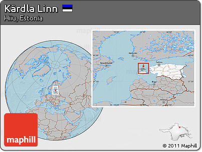 Gray Location Map of Kärdla Linn, highlighted country, highlighted parent region, hill shading