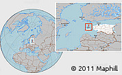 Gray Location Map of Kärdla Linn, highlighted country, highlighted parent region, hill shading