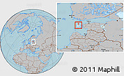 Gray Location Map of Kärdla Linn, highlighted parent region, within the entire country, hill shading