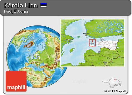 Physical Location Map of Kärdla Linn, highlighted country, highlighted parent region