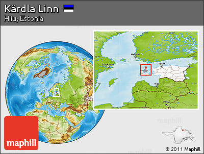 Physical Location Map of Kärdla Linn, highlighted country, highlighted parent region