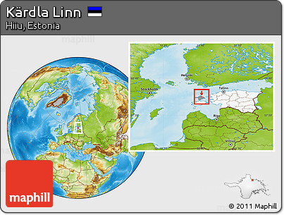 Physical Location Map of Kärdla Linn, highlighted country, highlighted parent region