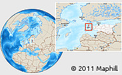 Shaded Relief Location Map of Kärdla Linn, highlighted country, highlighted parent region