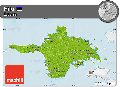 Physical Map of Hiiu, single color outside