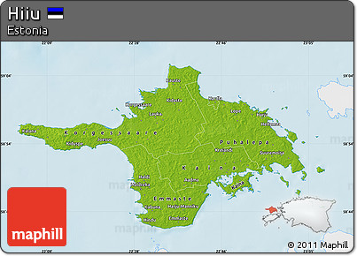 Physical Map of Hiiu, single color outside
