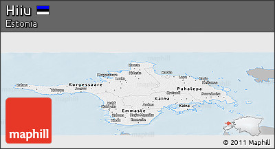 Gray Panoramic Map of Hiiu, single color outside