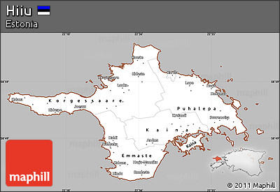 Gray Simple Map of Hiiu, cropped outside