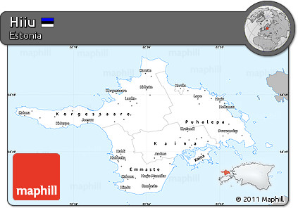 Gray Simple Map of Hiiu, single color outside