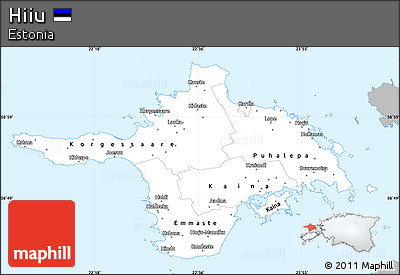 Gray Simple Map of Hiiu, single color outside