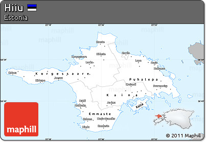 Gray Simple Map of Hiiu, single color outside