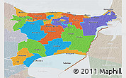 Political 3D Map of Ida-Viru, lighten, semi-desaturated