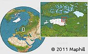 Satellite Location Map of Johvi, highlighted country, highlighted parent region