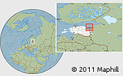 Savanna Style Location Map of Johvi, highlighted country, highlighted parent region, hill shading
