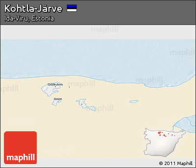 Classic Style 3D Map of Kohtla-Järve, single color outside