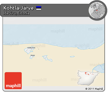 Classic Style 3D Map of Kohtla-Järve, single color outside
