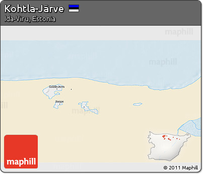 Classic Style 3D Map of Kohtla-Järve, single color outside