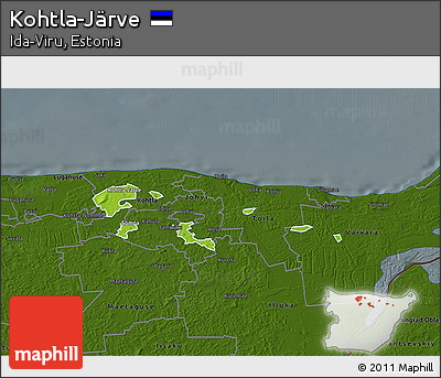 Physical 3D Map of Kohtla-Järve, darken