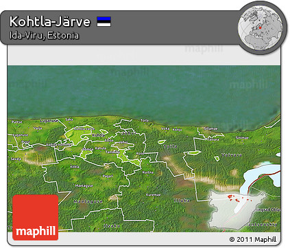 Physical 3D Map of Kohtla-Järve, satellite outside