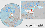 Gray Location Map of Kohtla-Järve, highlighted country, hill shading