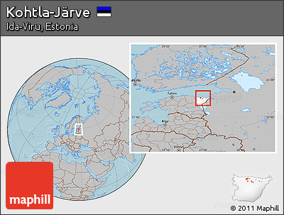 Gray Location Map of Kohtla-Järve, highlighted parent region, hill shading