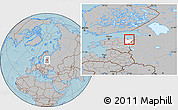 Gray Location Map of Kohtla-Järve, highlighted parent region, hill shading