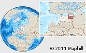 Shaded Relief Location Map of Kohtla, highlighted country, highlighted parent region, within the entire country