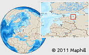 Shaded Relief Location Map of Kohtla, highlighted parent region, within the entire country