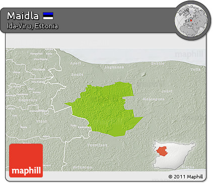 Physical 3D Map of Maidla, lighten, semi-desaturated