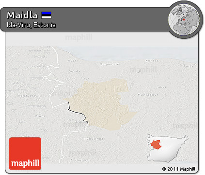 Shaded Relief 3D Map of Maidla, lighten, semi-desaturated