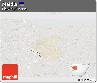 Shaded Relief 3D Map of Maidla, lighten, semi-desaturated