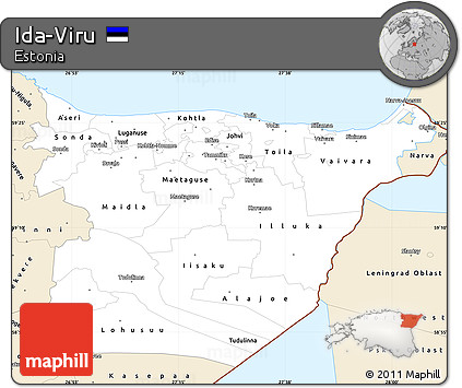 Classic Style Simple Map of Ida-Viru