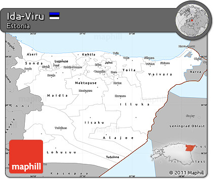 Gray Simple Map of Ida-Viru