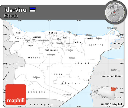 Silver Style Simple Map of Ida-Viru