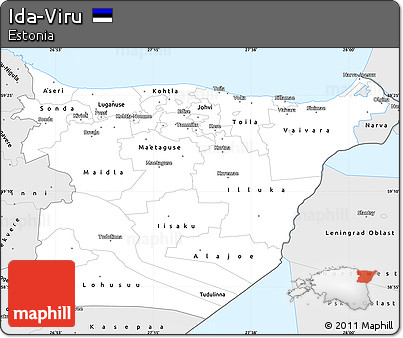 Silver Style Simple Map of Ida-Viru