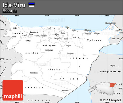 Silver Style Simple Map of Ida-Viru