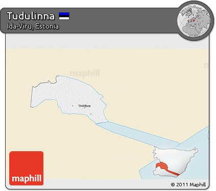 Classic Style 3D Map of Tudulinna, single color outside