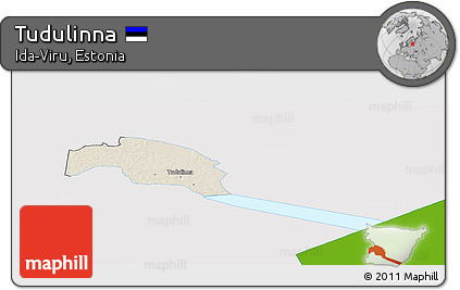 Shaded Relief Panoramic Map of Tudulinna, single color outside