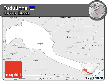 Silver Style Simple Map of Tudulinna
