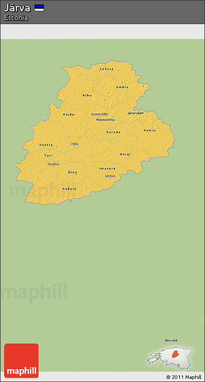 Savanna Style 3D Map of Järva, single color outside