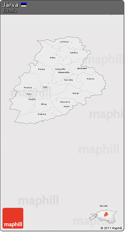 Silver Style 3D Map of Järva, single color outside
