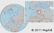 Gray Location Map of Albu, highlighted parent region, hill shading