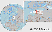 Gray Location Map of Kareda, highlighted country, highlighted parent region, hill shading