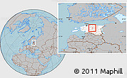 Gray Location Map of Kareda, highlighted country, hill shading