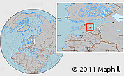Gray Location Map of Kareda, hill shading