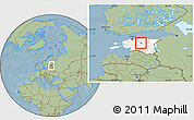 Savanna Style Location Map of Kareda, highlighted country, hill shading