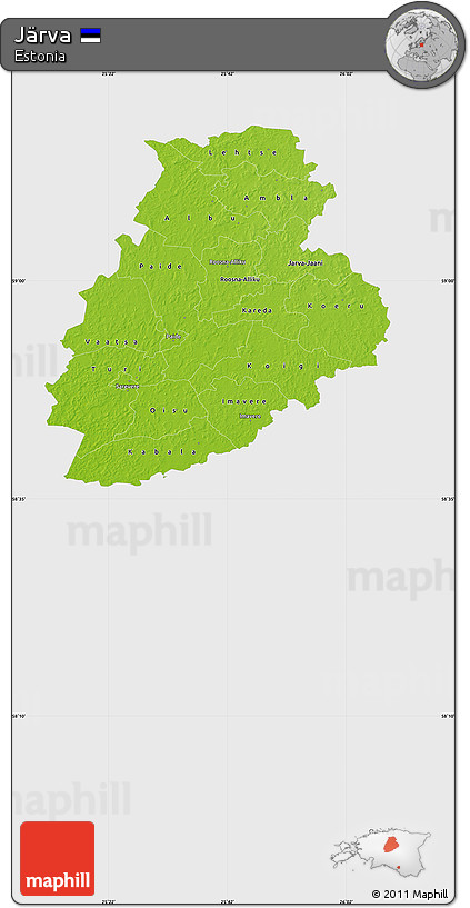 Physical Map of Järva, single color outside